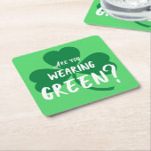 Groen dragen? Shamrock St. Patrick's Day Party Kartonnen Onderzetters (Schuin)
