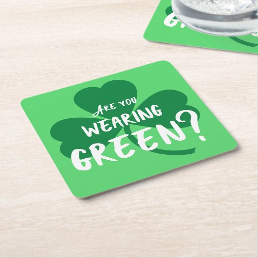 Groen dragen? Shamrock St. Patrick's Day Party Kartonnen Onderzetters (Schuin)