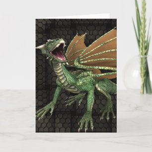 Groen dragon Fantasy Blank Wenskaart Kaart