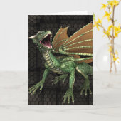 Groen dragon Fantasy Blank Wenskaart Kaart (Gele Bloem)