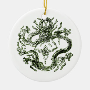 Groen dragon-Ornament Keramisch Ornament