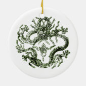 Groen dragon-Ornament Keramisch Ornament (Achterkant)