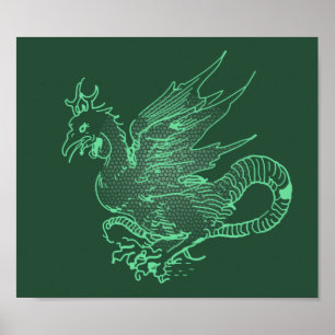 Groen dragon-Poster Poster