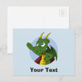Groen drakencartoon briefkaart (Voorkant / Achterkant)