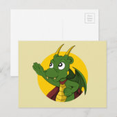 Groen drakencartoon briefkaart (Voorkant / Achterkant)