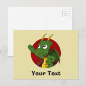 Groen drakencartoon briefkaart (Voorkant / Achterkant)