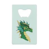 Groen Drakenportret Creditkaart Flessenopener (Voorkant)