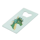 Groen Drakenportret Creditkaart Flessenopener (Voorkant Gekanteld)