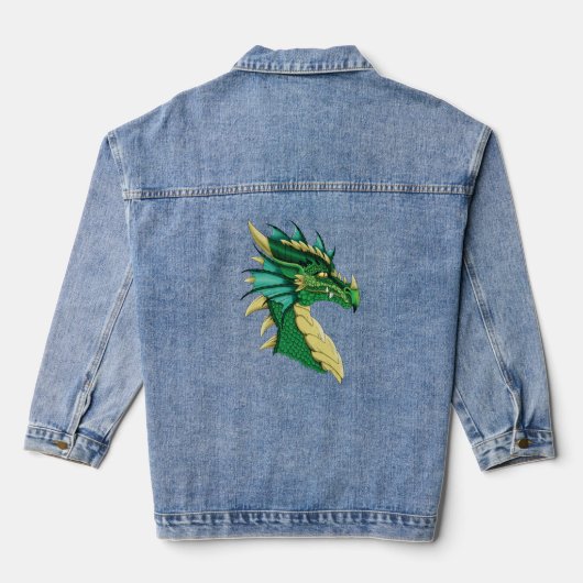 Groen Drakenportret Denim Jacket (Achterkant)