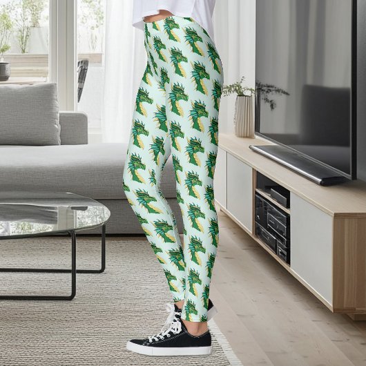Groen Drakenportret Leggings