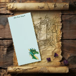 Groen Drakenportret Magnetisch Notitieblok<br><div class="desc">Een zijprofiel van een smaragdgroene draak in een achtergrond van munt</div>