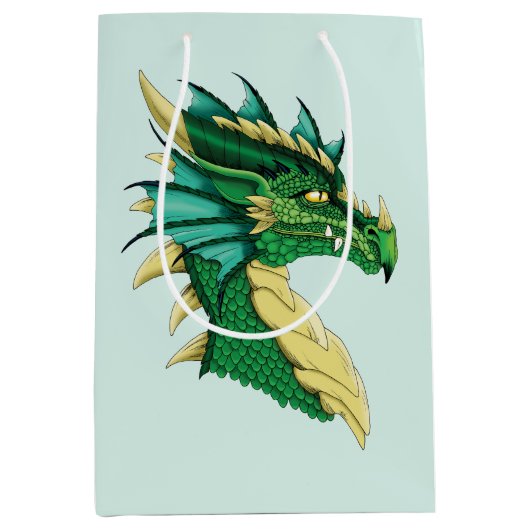 Groen Drakenportret Medium Cadeauzakje (Voorkant)
