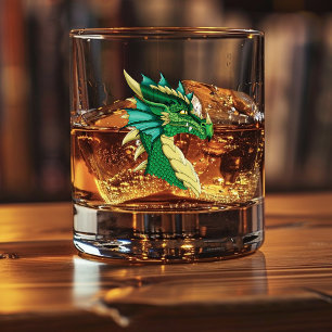Groen Drakenportret Whisky Glas