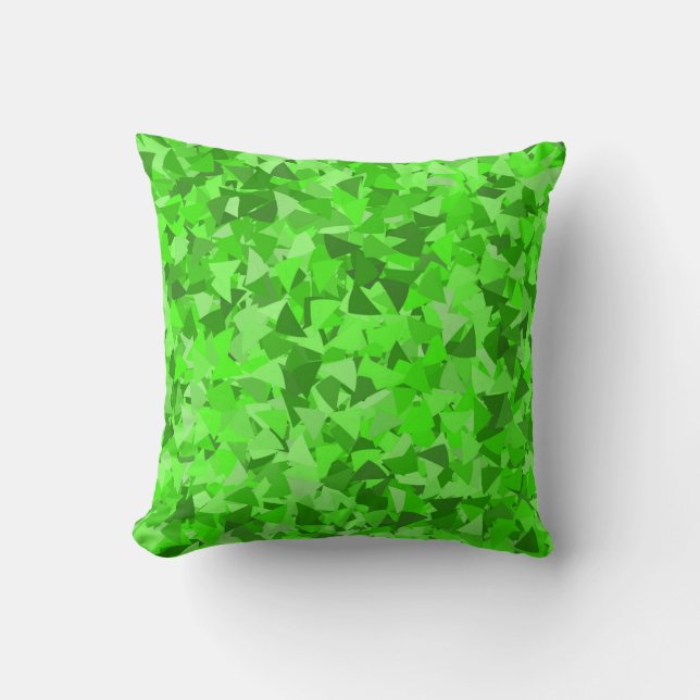 Groen Driehoekpatroon Kussen (Voorkant)