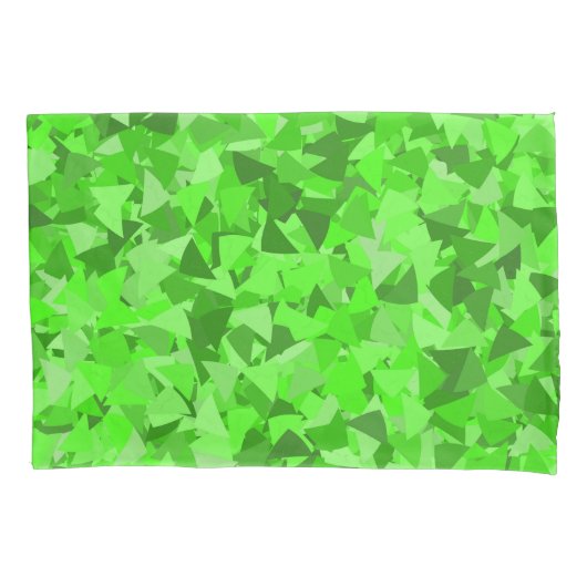 Groen Driehoekpatroon Kussensloop (Voorkant-Links)