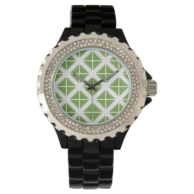 Groen driehoekspatroon horloge (Voorkant)