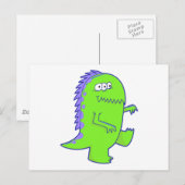groen driekleurig dinemonster briefkaart (Voorkant / Achterkant)