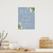 Groen Dusty Blue Bridal Luncheon Welkomstbord Poster (Keuken)