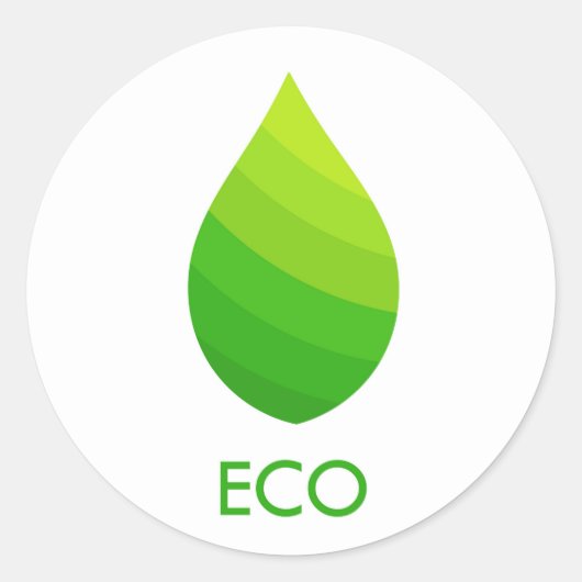 Groen eco-blad ronde sticker (Voorkant)