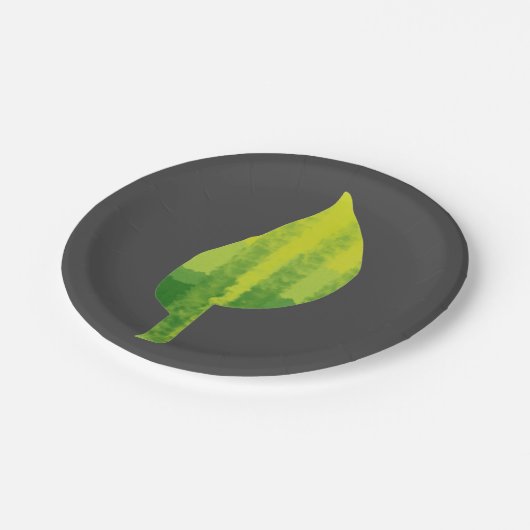 Groen eco-natuur bladerontwerp papieren bordje (Gekanteld)