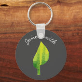 Groen eco-natuur bladerontwerp sleutelhanger (Voorkant)