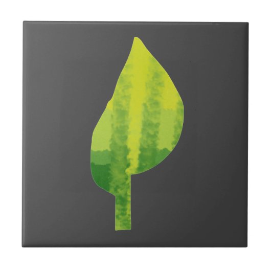 Groen eco-natuur bladerontwerp tegeltje (Voorkant)