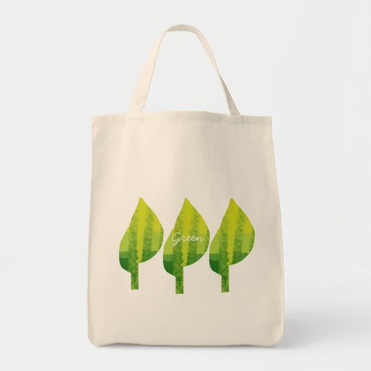 Groen eco-natuur bladerontwerp tote bag (Voorkant)