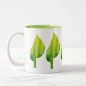 Groen eco-natuur bladerontwerp tweekleurige koffiemok (Links)