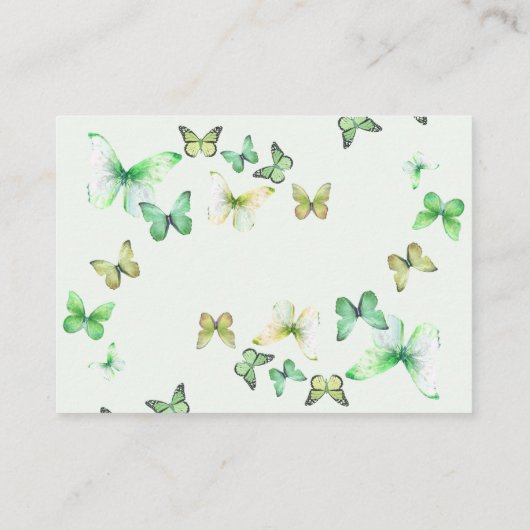 Groen Een beetje Butterfly Baby shower Luier Raffl Informatiekaartje (Achterkant)