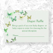Groen Een beetje Butterfly Baby shower Luier Raffl Informatiekaartje