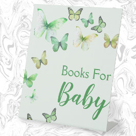 Groen een beetje vlinder Baby shower geschenken Reclamebord Met Voetstuk