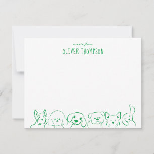 Groen Een briefje van Schattigee Dog Animal Sketch Notitiekaartje