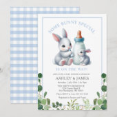 Groen Een konijntje met Baby shower Kaart (Voorkant / Achterkant)