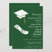Groen Eenvoudig Afstudeerfeest Kaart (Voorkant / Achterkant)
