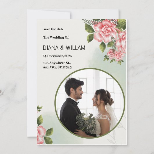 Groen Eenvoudig Bewaar de Datum  Kaart (Voorkant)