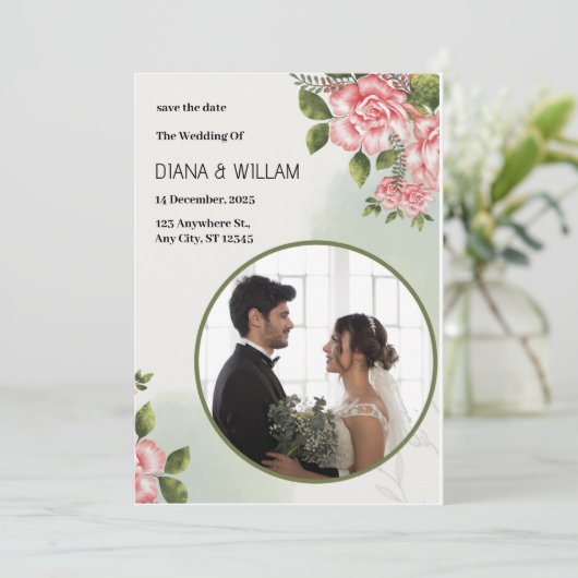 Groen Eenvoudig Bewaar de Datum  Kaart (Staand voorkant)