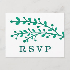 Groen Eenvoudig Bladgroen Huwelijk RSVP Uitnodiging Briefkaart
