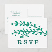 Groen Eenvoudig Bladgroen Huwelijk RSVP Uitnodiging Briefkaart (Voorkant / Achterkant)