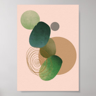 Groen Eenvoudig Boho Tekeningen Boho Chique Esthet Poster