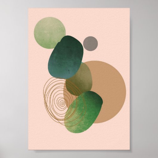 Groen Eenvoudig Boho Tekeningen Boho Chique Esthet Poster (Voorkant)