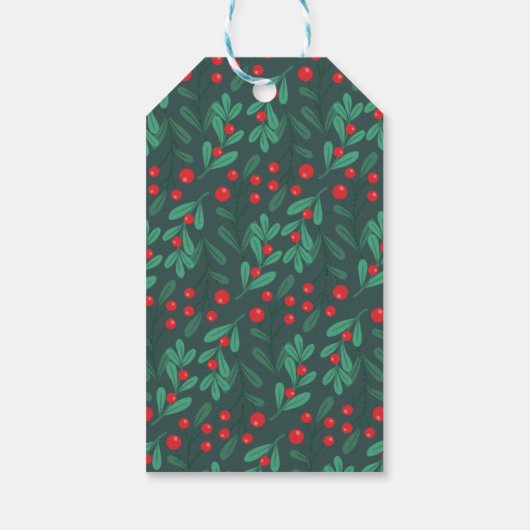 Groen Eenvoudig ClassicKerstmis Bloemen Gift Label Cadeaulabel (Achterkant)