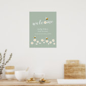Groen Eenvoudig Daisy Bloom Baby shower Welkomstbo Poster (Keuken)
