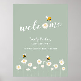 Groen Eenvoudig Daisy Bloom Baby shower Welkomstbo Poster