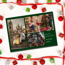 Groen Eenvoudig Elegant 3 foto Minimale kerst