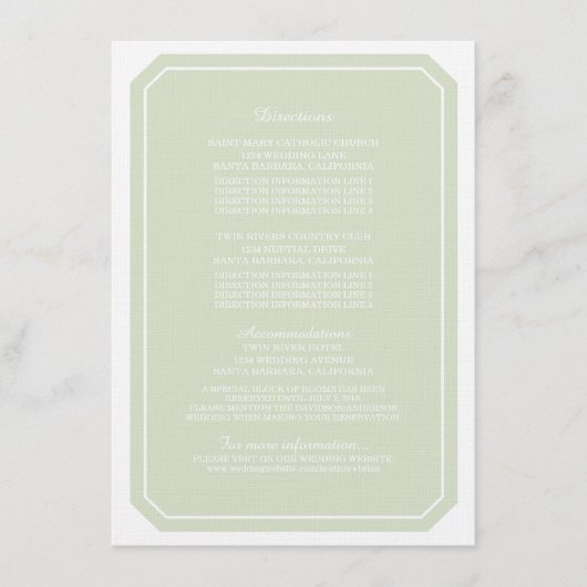 Groen eenvoudig Elegant Informatie Kaart (Voorkant)