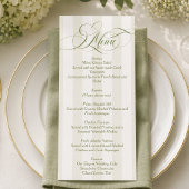 Groen Eenvoudig Elegant Script Bruiloft Menu