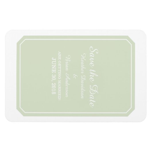 Groen eenvoudig Elegant sparen de Datum Magneet (Horizontaal)