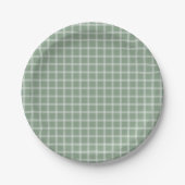 Groen Eenvoudig Gingham Genderneutraal Baby shower Papieren Bordje (Voorkant)