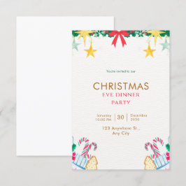 Groen Eenvoudig Kerstavond Diner Feest Kaart