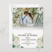 Groen Eenvoudig met Foto Save The Date Kaart (Voorkant / Achterkant)